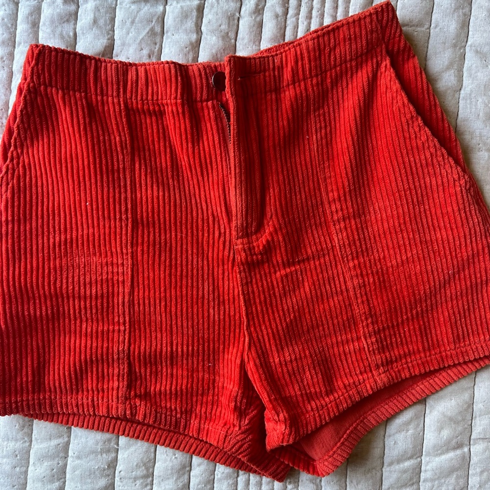Women's Red Corduroy Shorts